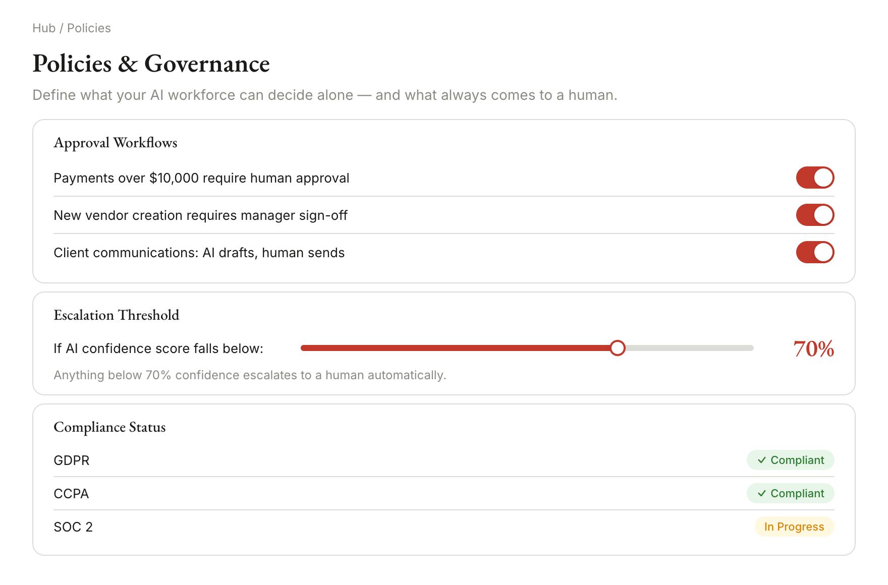Mitori policy and governance control screen